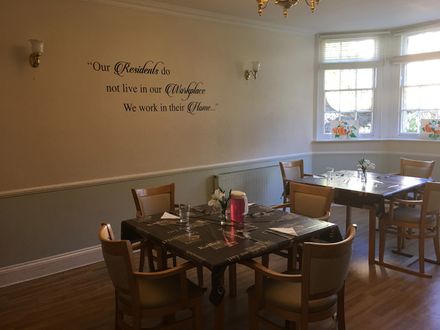 Dining room set for residents at Hazelwood Gardens Nursing Home