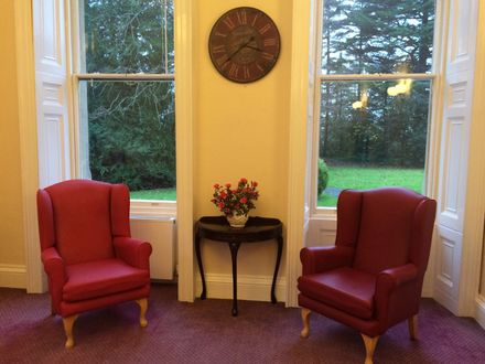Red window seats at Hazelwood Gardens Nursing Home